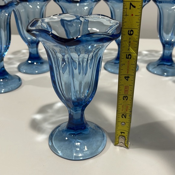Libbey Blue Glass Ice Cream Sundae Parfait Tulip 6”Cups glasses Set of 8 - Picture 11 of 16